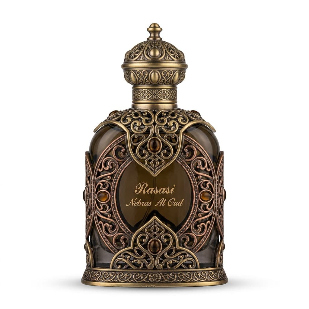 Nebras Al Oud luxury perfume bottle packshot