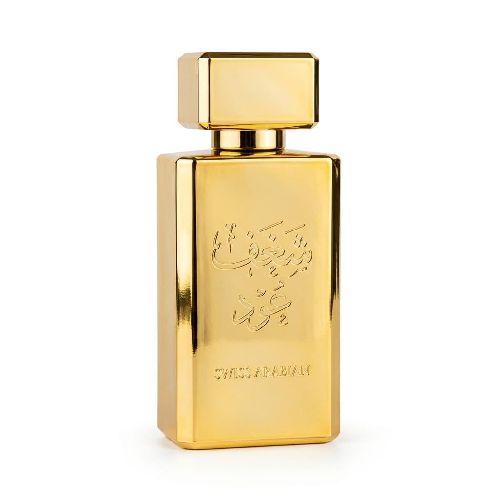 Shaghaf Oud luxury perfume bottle packshot